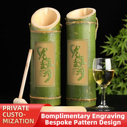 Carved green bamboo wine (Six-pack)